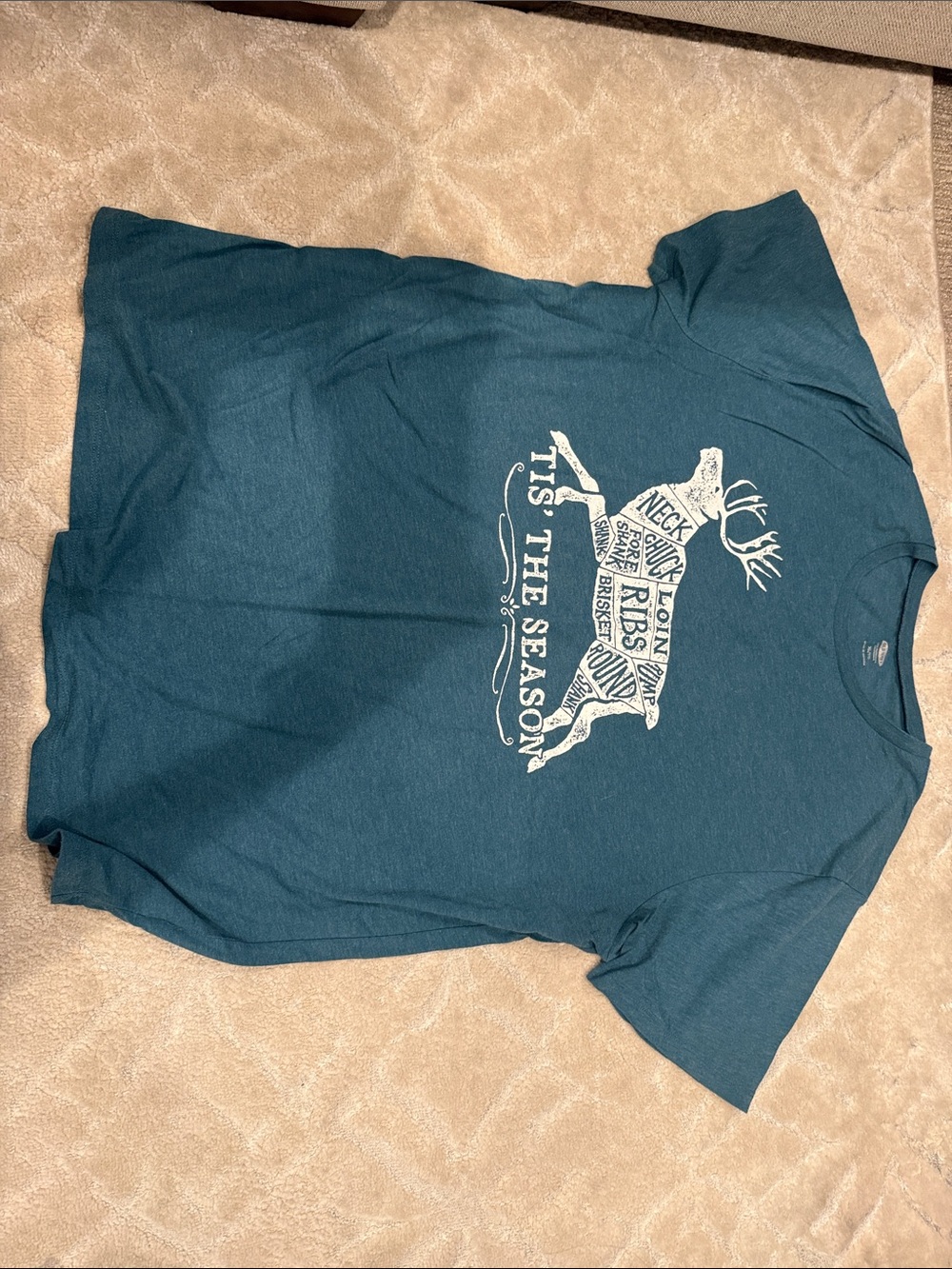 Old Navy Teal Short Sleeve Graphic Tee - 'Tis The Season